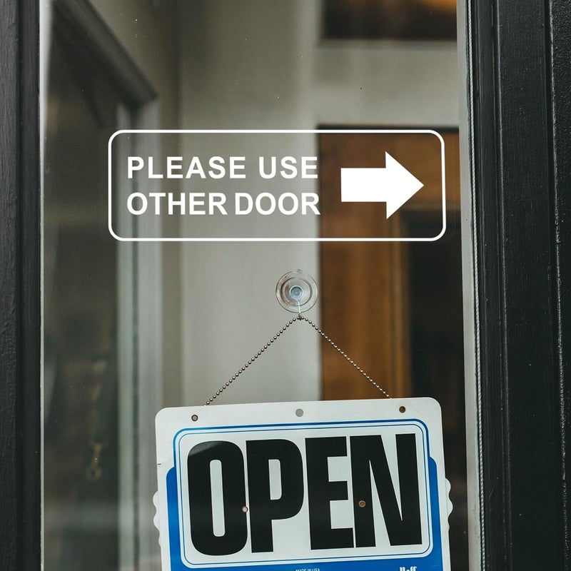 SnailGo Please Use Other Door for Business Sign 12x4 Inch Sticker Left Right Arrow Sticker Sign for Door Office Waterproof UV Proof Decal 4 Pack - Image 4